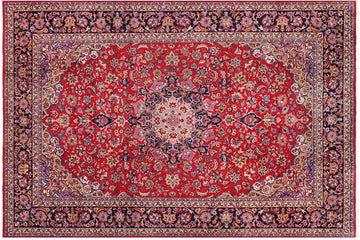 handmade Traditional Kashan Red Blue Hand Knotted RECTANGLE 100% Wool Pile area rug 10x13